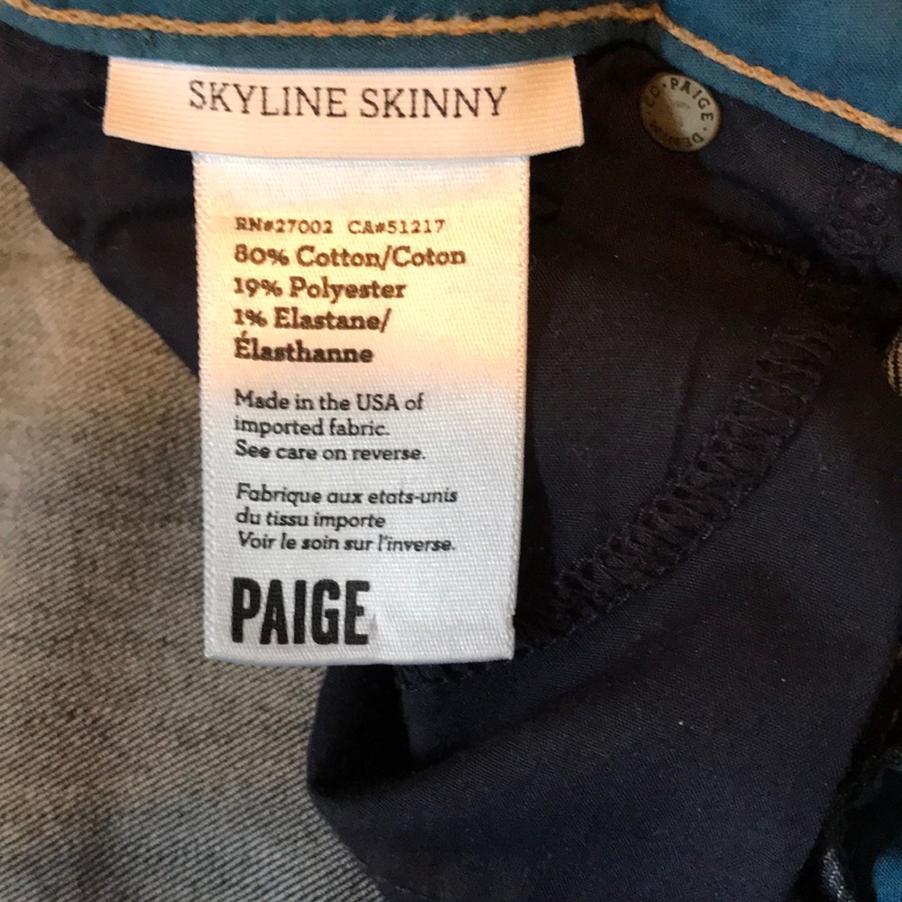 Paige Skyline Skinny Jeans in Fountain Wash, Size 27 (Size 4 approx) - Picture 3 of 8